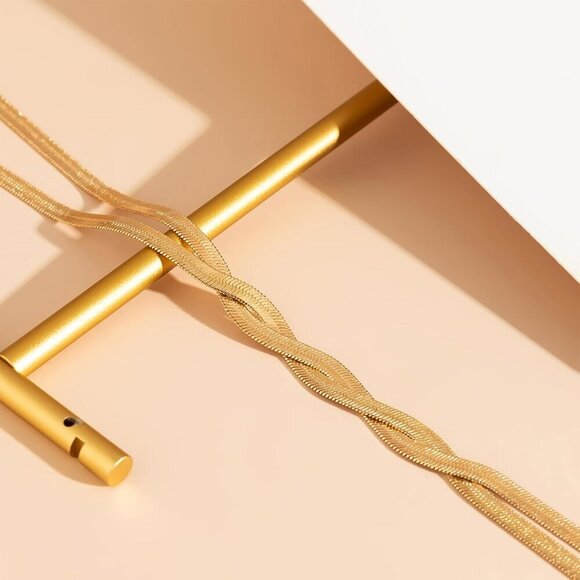 Long Gold Necklace for Women Dainty Lariat Gold Necklaces 14k Gold Plate… - Picture 6 of 8